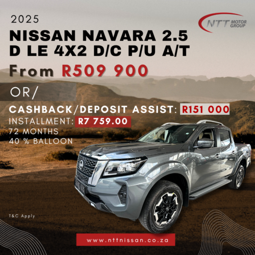 NISSAN NAVARA 2.5 D LE 4X2 D/C P/U A/T image from NTT Motor Group
