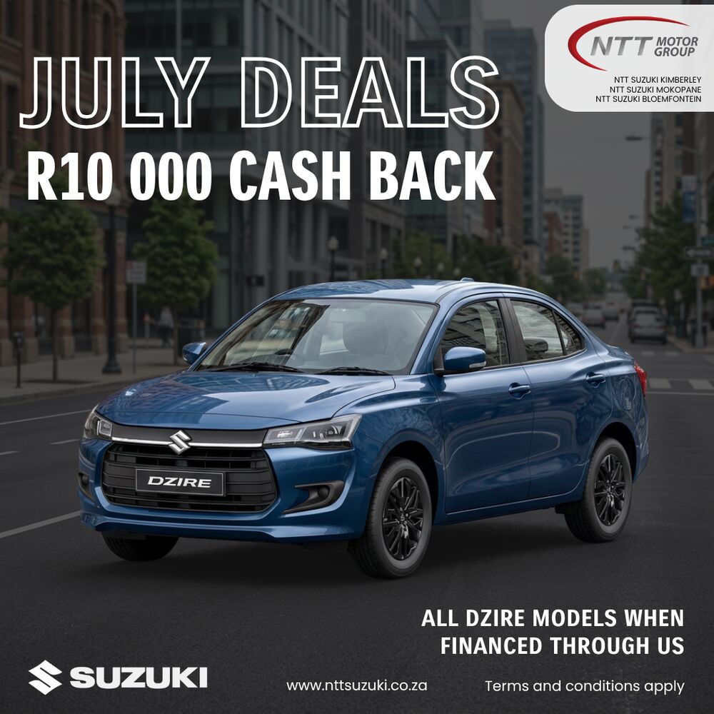 Suzuki Dzire – R10 000 Cash Back image from NTT Motor Group