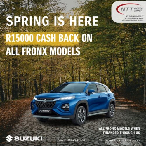 Suzuki Fronx R15 000 Cash Back image from NTT Motor Group