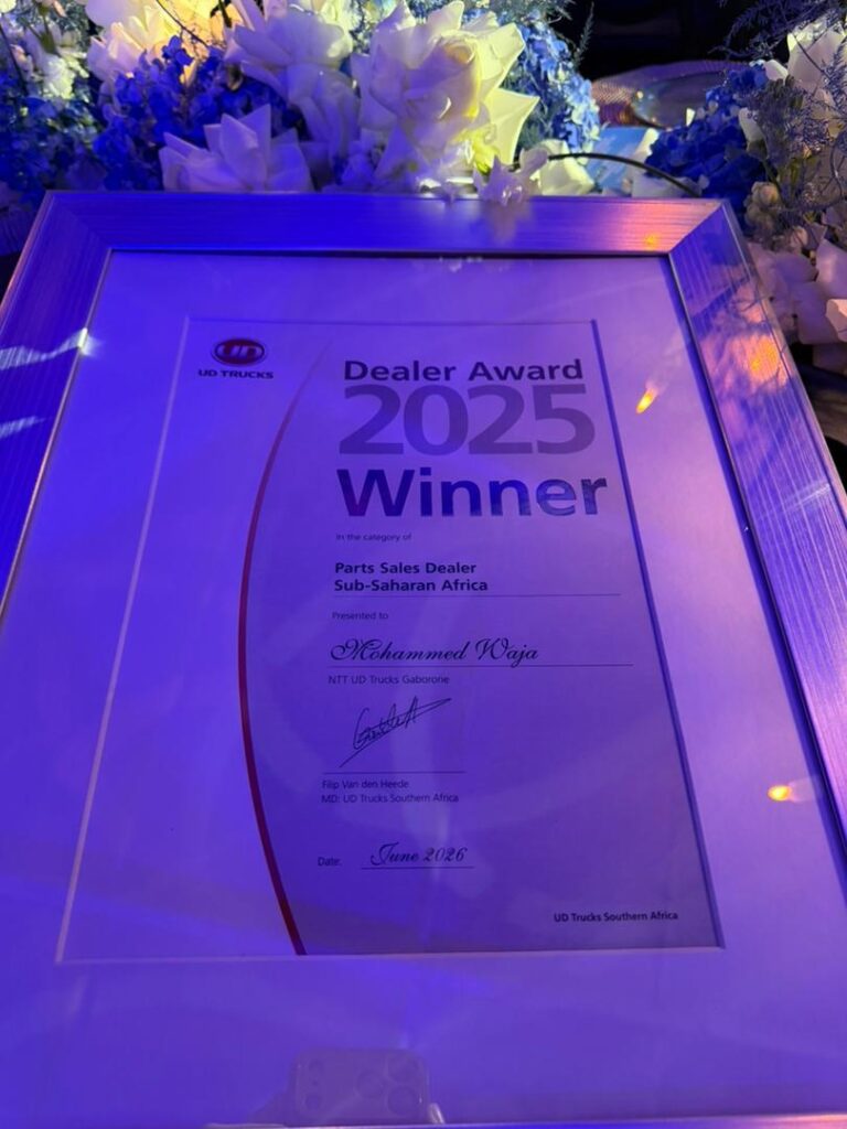 UD Trucks Dealer Award — Parts Sales Dealer, Sub-Saharan Africa (Winner) — Mohammed Waja · NTT UD Trucks Gaborone