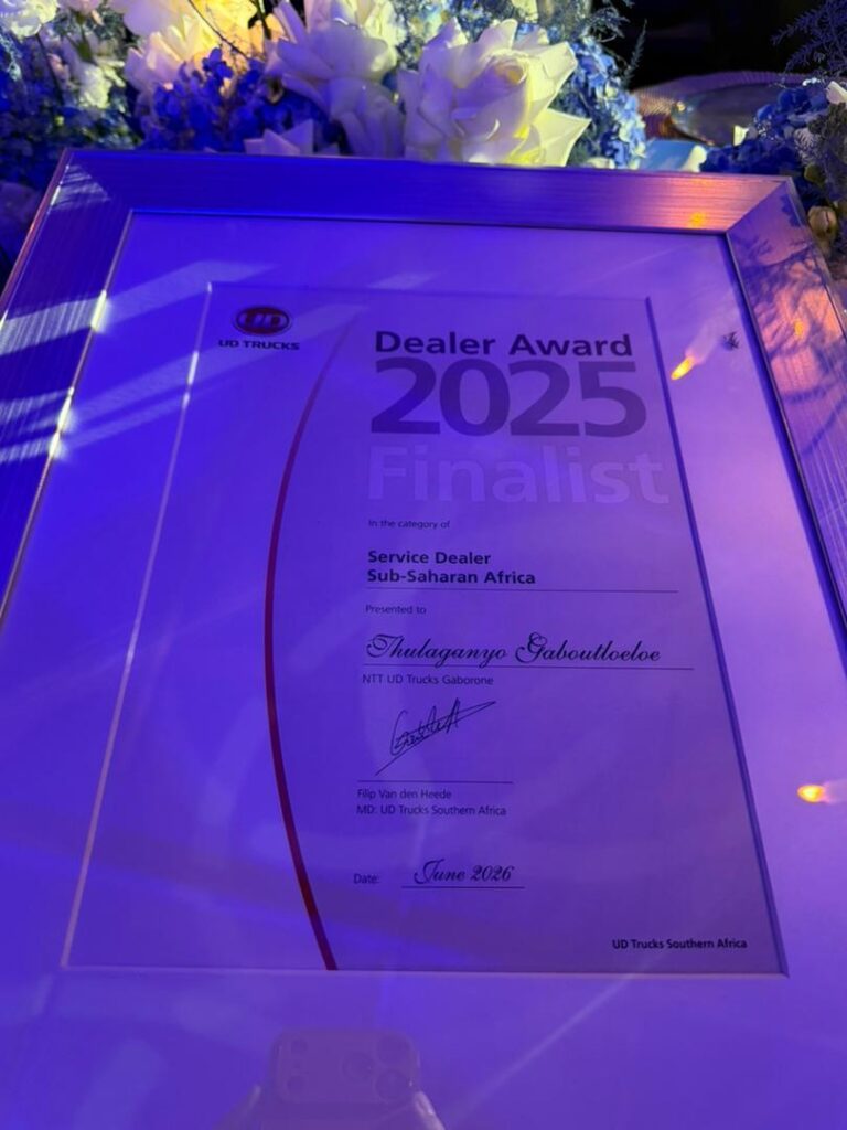 UD Trucks Dealer Award — Service Dealer, Sub-Saharan Africa (Finalist) — Thulaganyo Gaboutloeloe · NTT UD Trucks Gaborone